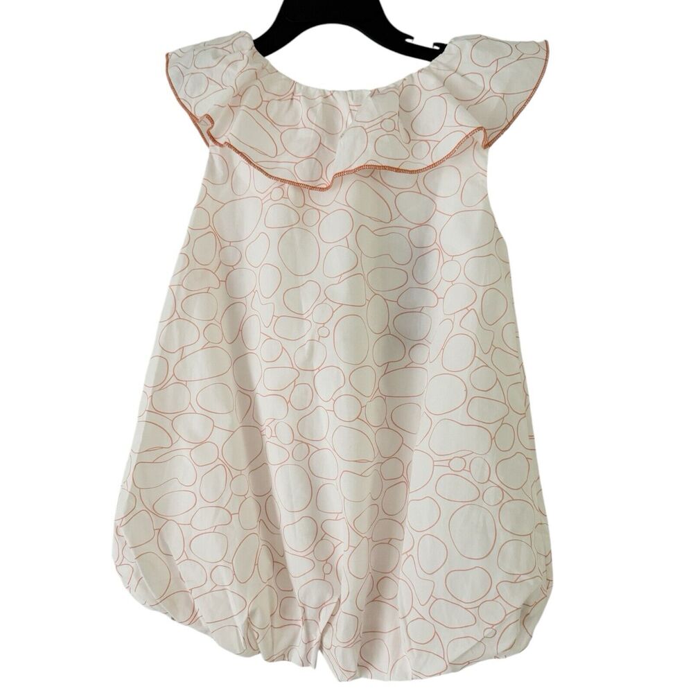 NWT Coco Au Lait White Orange Circle Ballon Skirt Dress Ruffle Neckline Size 3Y